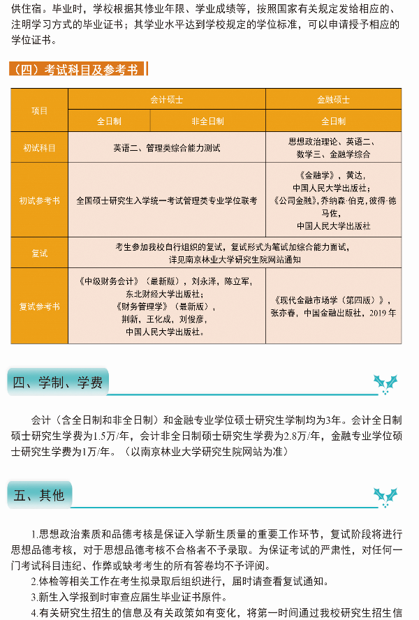 2022年南京林業(yè)大學會計碩士（MPAcc）招生簡章